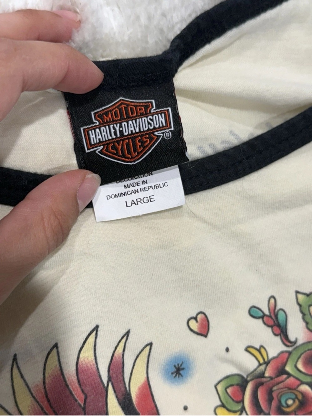 Rare Y2K Harley-Davidson Women's White Graphic Tank with Black Trim - Picture 5 of 7